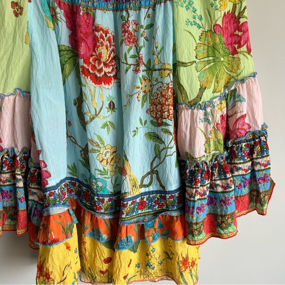 John Mark Floral Bird Print Boho Wide Sleeve Blouse Womens L - Picture 6 of 6